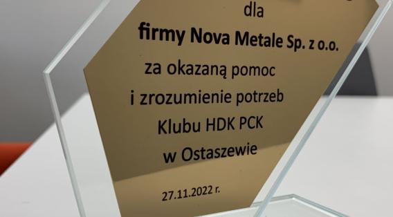 Nova Metale pomaga Klubowi Honorowych Dawców Krwi PCK w Ostaszewie